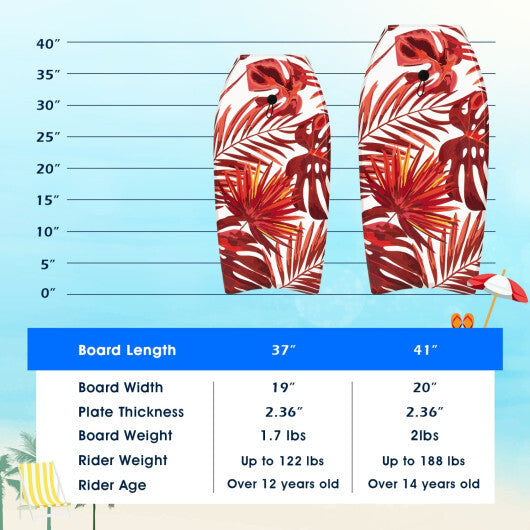 Costway 37 Inch Lightweight Surfboard With Fin EPS Core for Kids and Adults-M LuxuryLifeWay Online Store