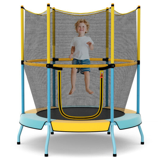 Costway 48 Inch Toddler Trampoline with Safety Enclosure Net-Yellow LuxuryLifeWay Online Store