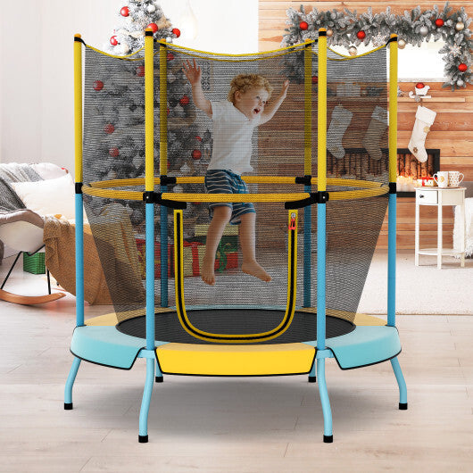 Costway 48 Inch Toddler Trampoline with Safety Enclosure Net-Yellow LuxuryLifeWay Online Store