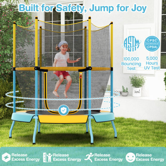 Costway 48 Inch Toddler Trampoline with Safety Enclosure Net-Yellow LuxuryLifeWay Online Store