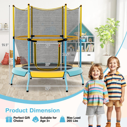 Costway 48 Inch Toddler Trampoline with Safety Enclosure Net-Yellow LuxuryLifeWay Online Store