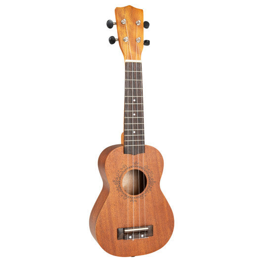 Costway 21 Inch Soprano Mahogany Wooden Ukelele Set with Adjustable Strap LuxuryLifeWay Online Store