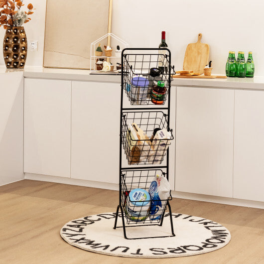 Costway 3-Tier Fruit Basket Stand with Adjustable Heights LuxuryLifeWay Online Store