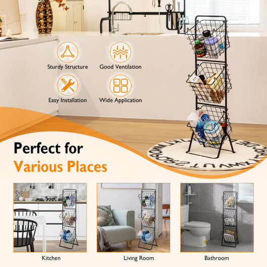 Costway 3-Tier Fruit Basket Stand with Adjustable Heights LuxuryLifeWay Online Store