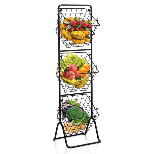 Costway 3-Tier Fruit Basket Stand with Adjustable Heights LuxuryLifeWay Online Store