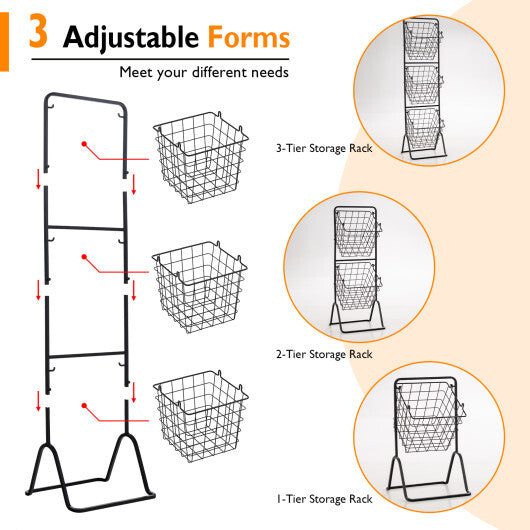 Costway 3-Tier Fruit Basket Stand with Adjustable Heights LuxuryLifeWay Online Store