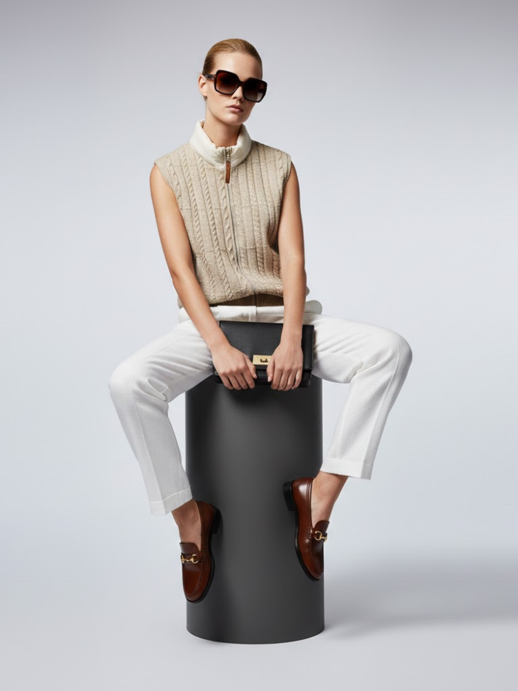 Cable-Knit Vest with Nylon Stand-Up Collar • BYMANYC ® New York LuxuryLifeWay Online Store