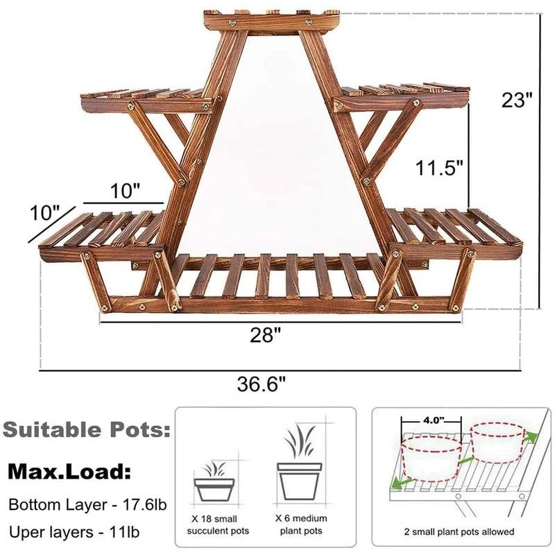Solid Wood Triangular 6-Shelf Indoor Outdoor Flower Pot Plant Stand LuxuryLifeWay Online Store