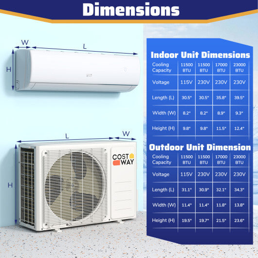 23000 BTU 208/230V Mini Split Heat Pump Heats at 5?F  Anti-Freeze Chassis Technology LuxuryLifeWay Online Store