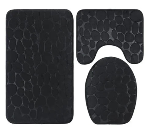 3-Piece Non-Slip Bathroom Rug Set Pi-Mart