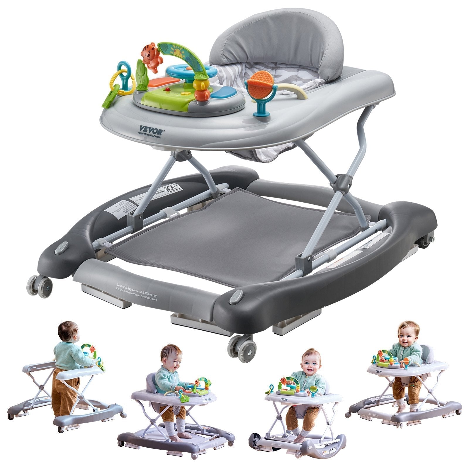 4-in-1 Baby Walker, Foldable Baby Activity Center on Wheels, 3 Adjustable Height, Music & Toys Tray, Learning-Seated | Walk-Behind | Rocker | Bouncer Toddler Walker for Girls Boys  6-24 Months LuxuryLifeWay Online Store