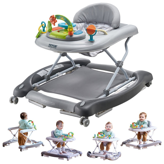 4-in-1 Baby Walker, Foldable Baby Activity Center on Wheels, 3 Adjustable Height, Music & Toys Tray, Learning-Seated | Walk-Behind | Rocker | Bouncer Toddler Walker for Girls Boys  6-24 Months LuxuryLifeWay Online Store