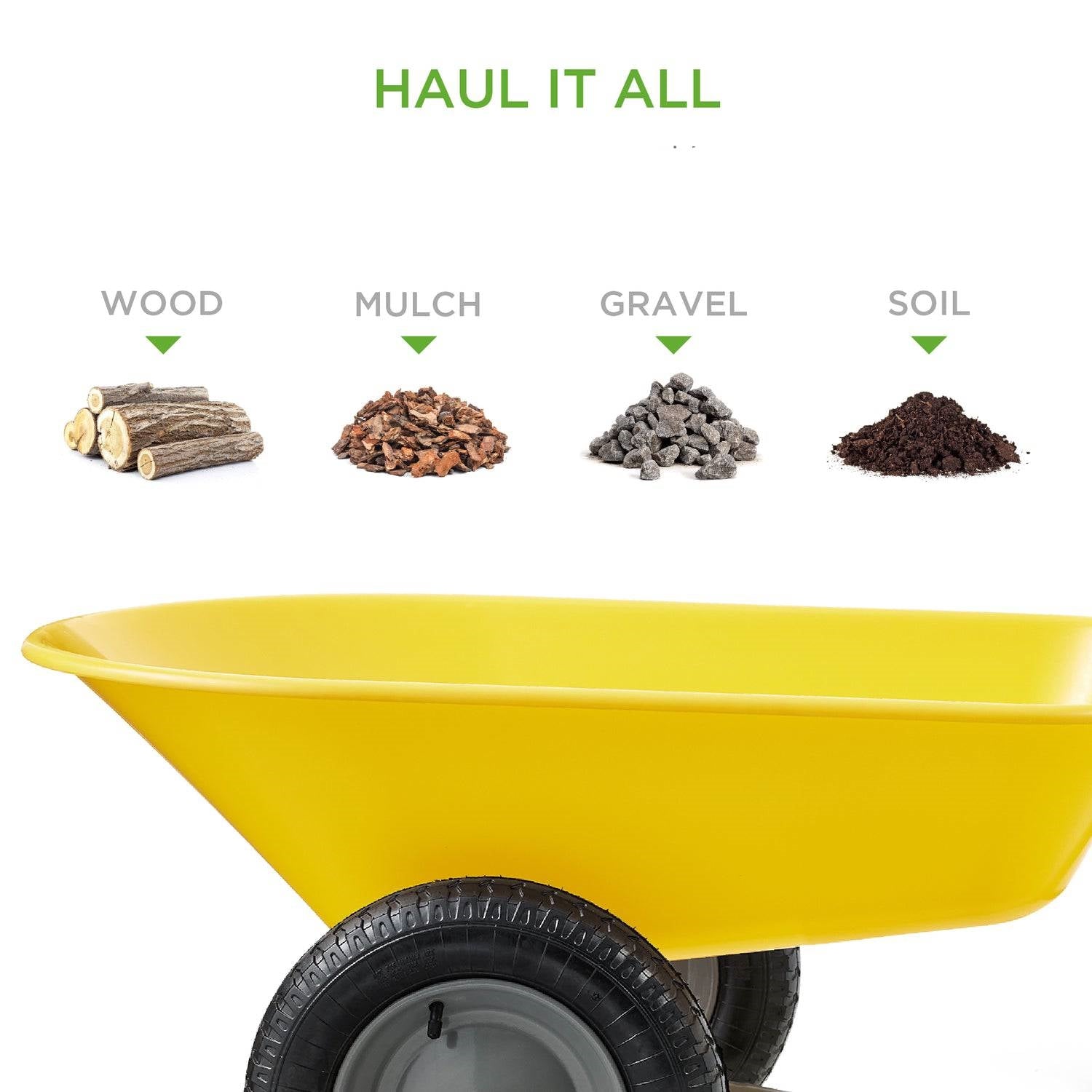 Heavy Duty 2-Wheel Multipurpose Rust Proof Wheelbarrow - Yellow LuxuryLifeWay Online Store