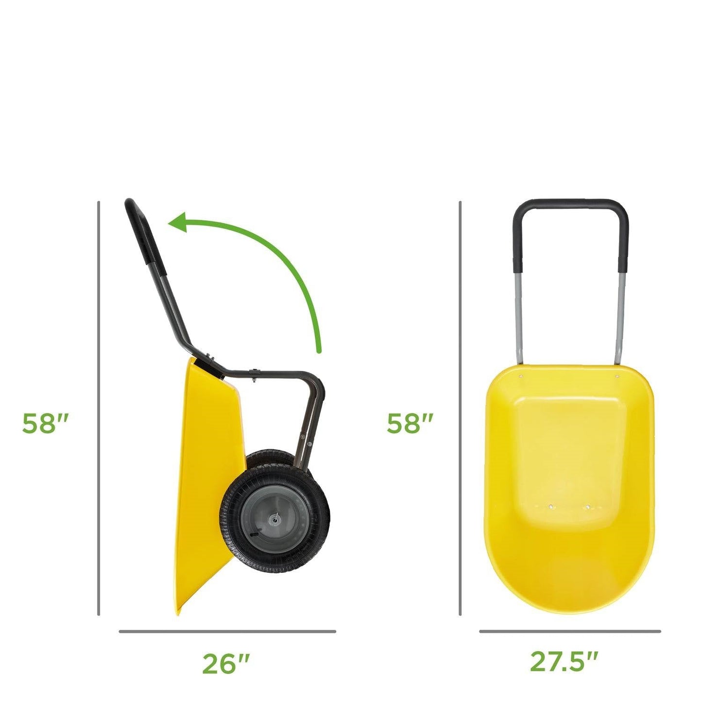 Heavy Duty 2-Wheel Multipurpose Rust Proof Wheelbarrow - Yellow LuxuryLifeWay Online Store