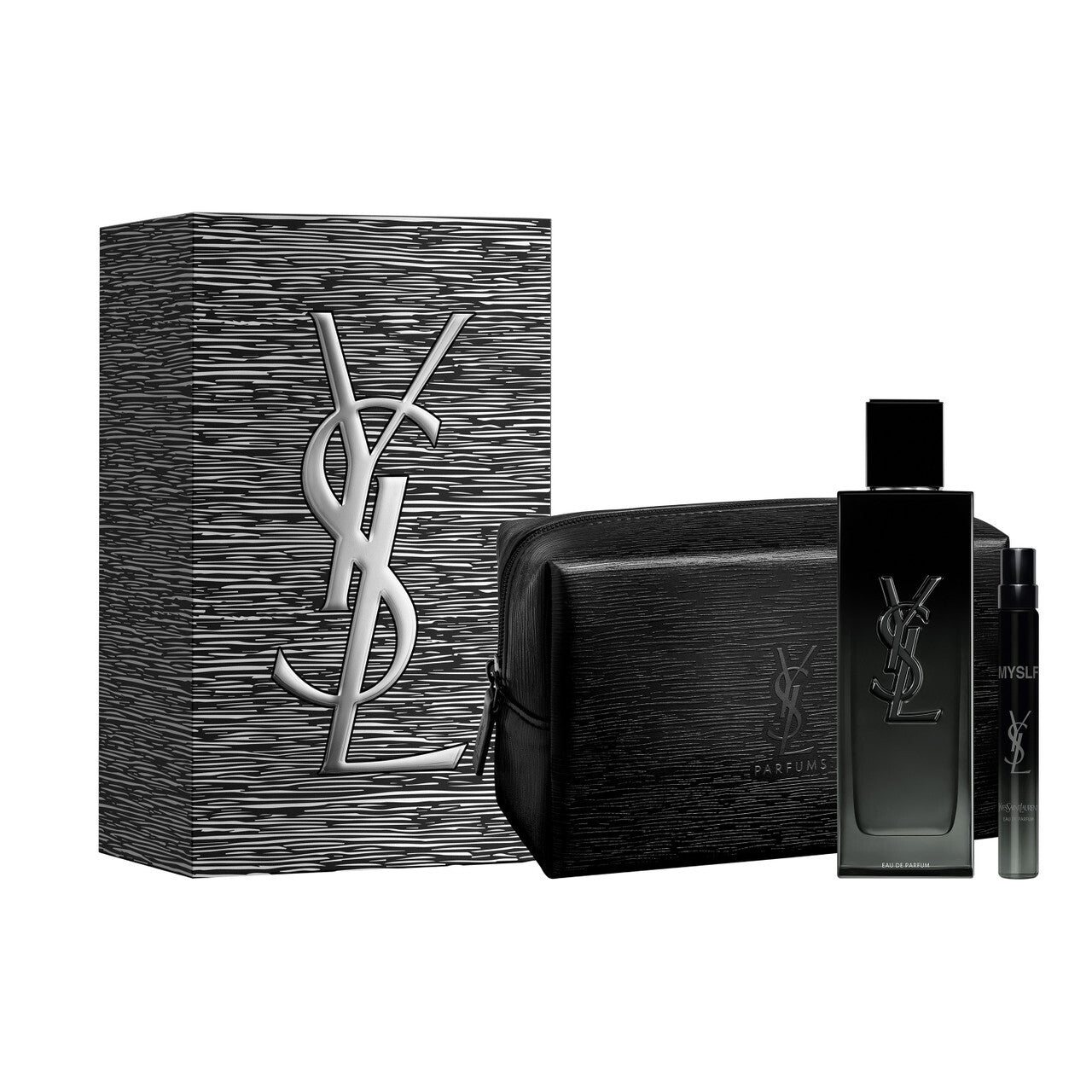 Ysl myslf 3 pcs set for men: 3.3 eau de parfum spray + 0.33 eau de parfum spray + pouch