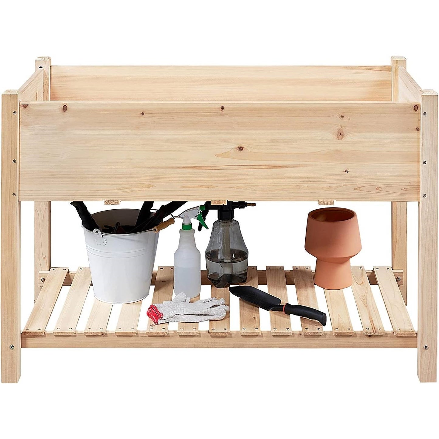 Solid Wood 2-Tier Raised Garden Bed Planter Box 4-ft x 2-ft x 32-inch High LuxuryLifeWay Online Store