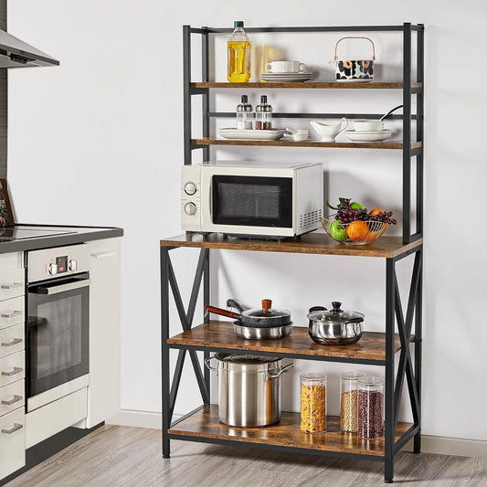 Modern Industrial Metal Wood Bakers Rack Kitchen Storage Shelf LuxuryLifeWay Online Store