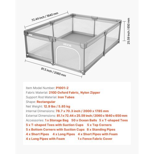 Baby Playpen, 78.7 x 70.3 Extra Large Playpen for Babies Toddlers, Indoor/Outdoor Baby Fence Play Yard, No-Gap Safety Activity Center with 50 Ocean Balls, Zippered Door & Soft Breathable Mesh LuxuryLifeWay Online Store