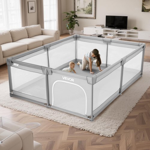 Baby Playpen, 78.7 x 70.3 Extra Large Playpen for Babies Toddlers, Indoor/Outdoor Baby Fence Play Yard, No-Gap Safety Activity Center with 50 Ocean Balls, Zippered Door & Soft Breathable Mesh LuxuryLifeWay Online Store