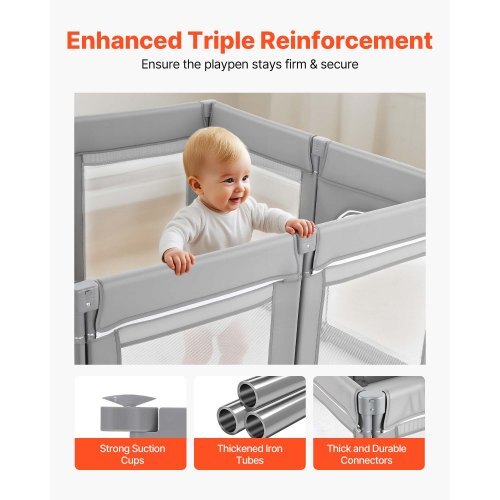 Baby Playpen, 47.2 x 47.2 Foldable Toddlers Playpen, Indoor/Outdoor Baby Fence Play Yard with Zippered Door & Soft Breathable Mesh, No-Gap Toddlers Activity Center for 6 -24 Months Babies LuxuryLifeWay Online Store