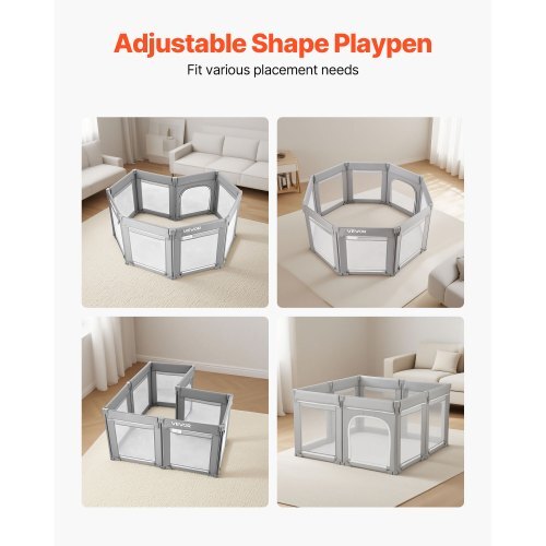 Baby Playpen, 47.2 x 47.2 Foldable Toddlers Playpen, Indoor/Outdoor Baby Fence Play Yard with Zippered Door & Soft Breathable Mesh, No-Gap Toddlers Activity Center for 6 -24 Months Babies LuxuryLifeWay Online Store