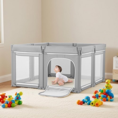 Baby Playpen, 47.2 x 47.2 Foldable Toddlers Playpen, Indoor/Outdoor Baby Fence Play Yard with Zippered Door & Soft Breathable Mesh, No-Gap Toddlers Activity Center for 6 -24 Months Babies LuxuryLifeWay Online Store