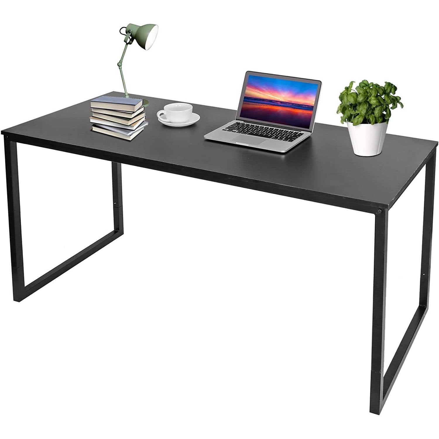 Black Metal Frame Wood Top Modern Home Office Laptop Computer Desk Writing Table LuxuryLifeWay Online Store
