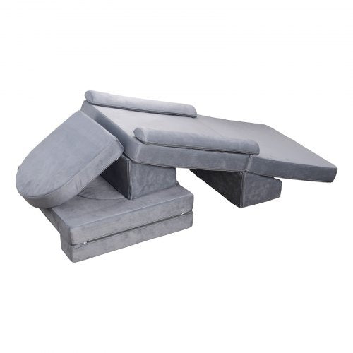 Modular Kids Play Couch, Sectional Toddler Sofa with Armrests, 28D Sponge & Short Pile, Convertible Kids Modular Couch DIY Creative Combination for Playroom, Bedroom, Living Room, 10 Pcs, Gray LuxuryLifeWay Online Store