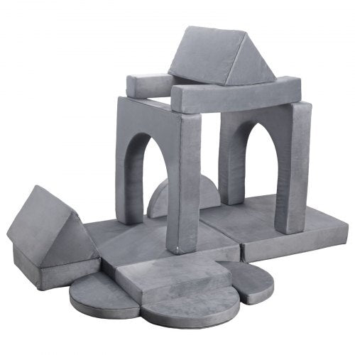 Modular Kids Play Couch, Sectional Toddler Sofa with Armrests, 28D Sponge & Short Pile, Convertible Kids Modular Couch DIY Creative Combination for Playroom, Bedroom, Living Room, 14 Pcs, Gray LuxuryLifeWay Online Store