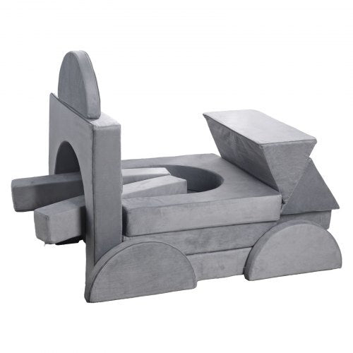 Modular Kids Play Couch, Sectional Toddler Sofa with Armrests, 28D Sponge & Short Pile, Convertible Kids Modular Couch DIY Creative Combination for Playroom, Bedroom, Living Room, 14 Pcs, Gray LuxuryLifeWay Online Store