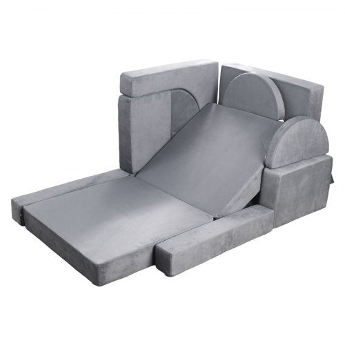 Modular Kids Play Couch, Sectional Toddler Sofa with Armrests, 28D Sponge & Short Pile, Convertible Kids Modular Couch DIY Creative Combination for Playroom, Bedroom, Living Room, 14 Pcs, Gray LuxuryLifeWay Online Store