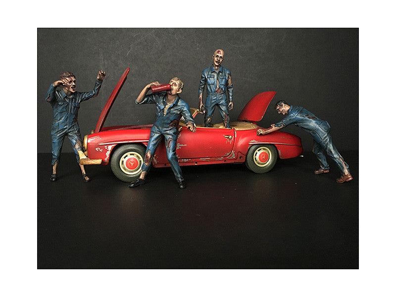 Zombie Mechanics 4 Piece Figurine Set "Got Zombies??" for 1/24 Scale Models by American Diorama LuxuryLifeWay Online Store