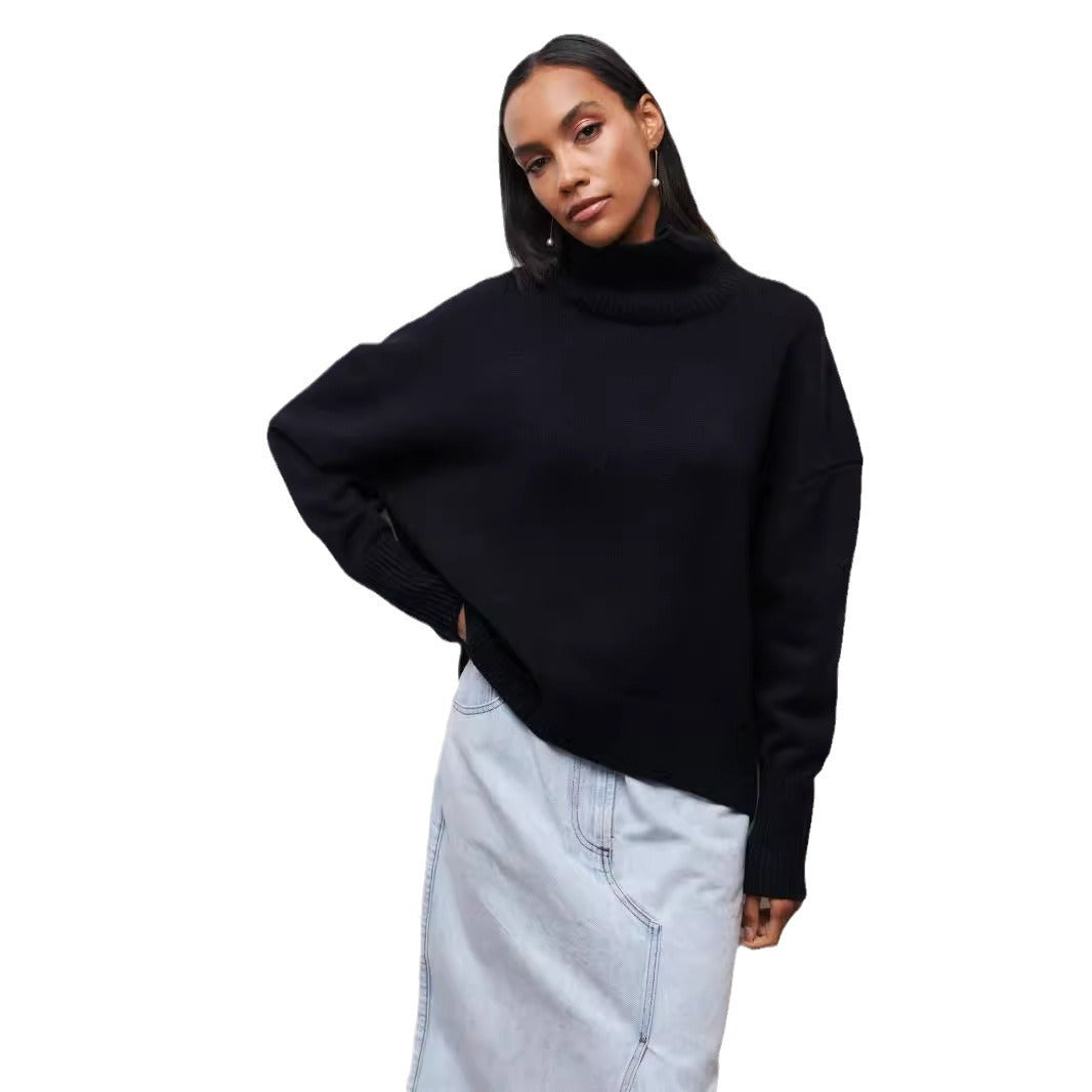 Winter Turtleneck Sweater Ins Solid Color Long Sleeve Pullover Top Women's Clothing LadyShow.Store