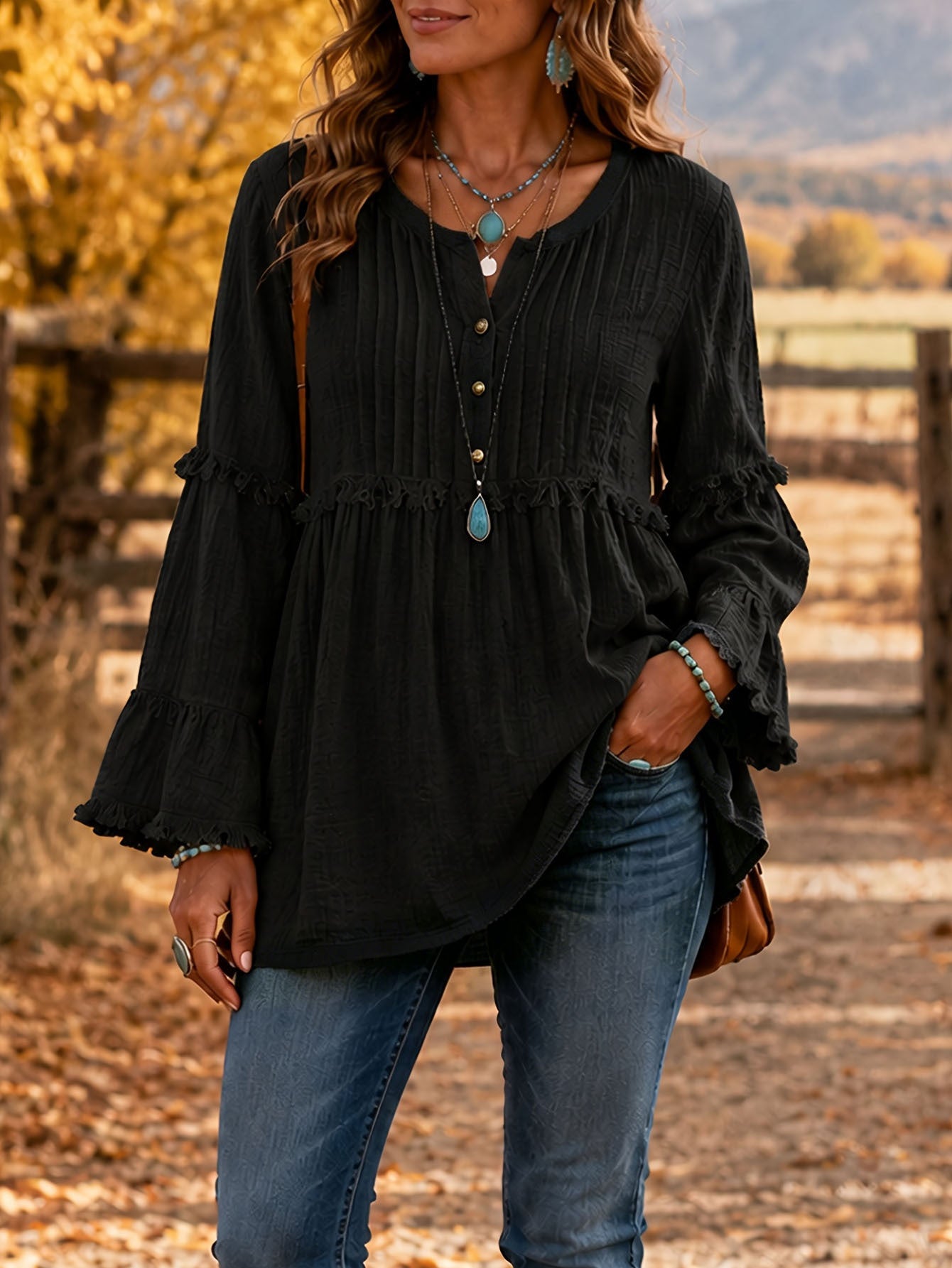 Lace-trimmed Loose-fit Shirt With Tassel Patchwork Top NorixaFashion.com