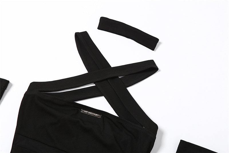 Sexy Backless Straight Neck Dress NorixaFashion.com
