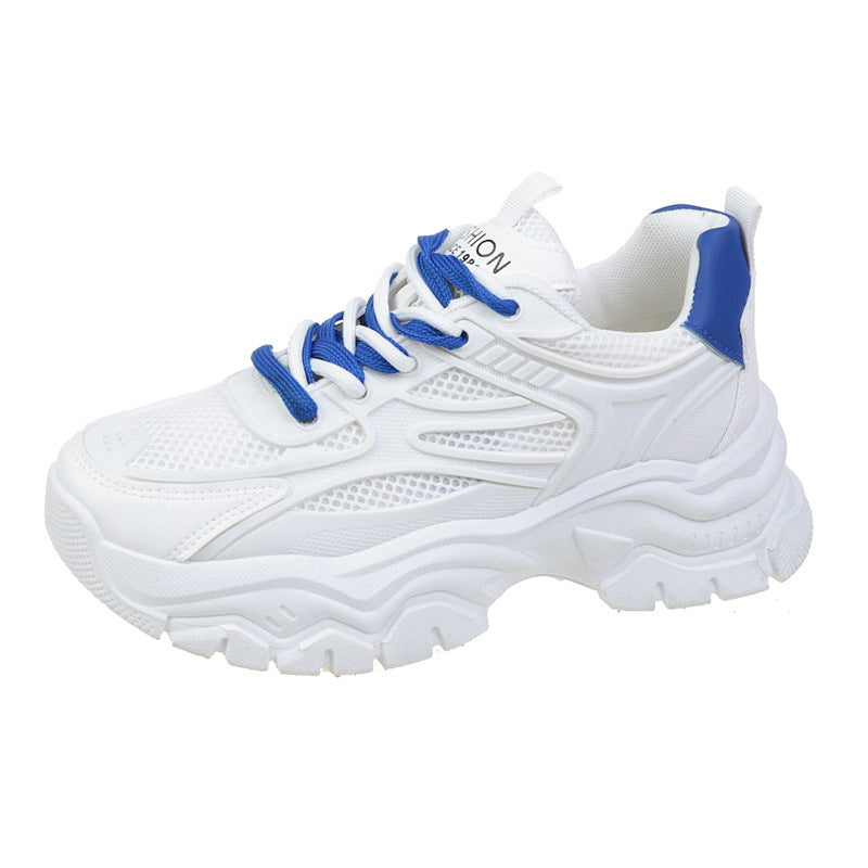 Mesh Breathable White Shoes Thick Bottom Heighten Casual Shoes Sports Women's Shoes