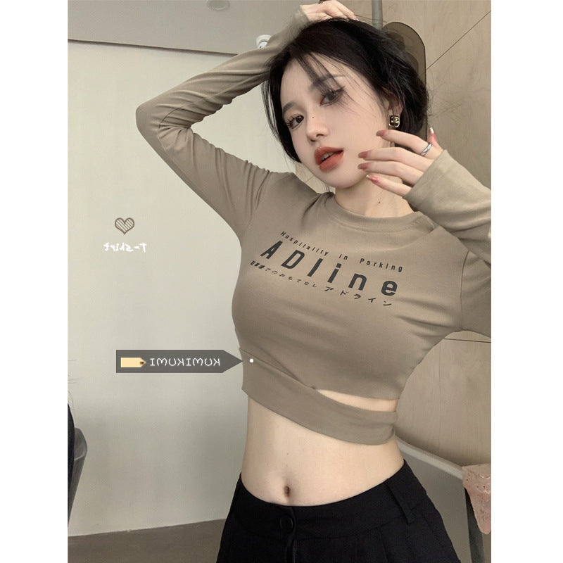 Letter Print Slim Long-Sleeve T-Shirt NorixaFashion.com