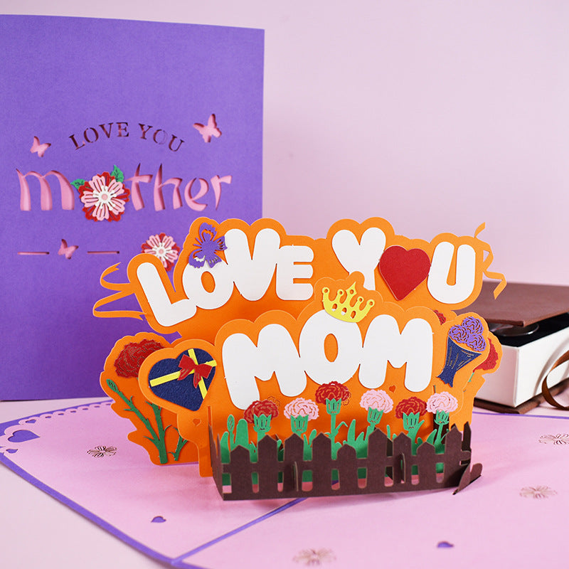 3D PopUp Flower Bouquet Cards Gifts Anniversary PopUp Mom Floral Bouquet Wife Invitation Card Greeting Cards Mothers Day Cards Postcard LadyShow.Store