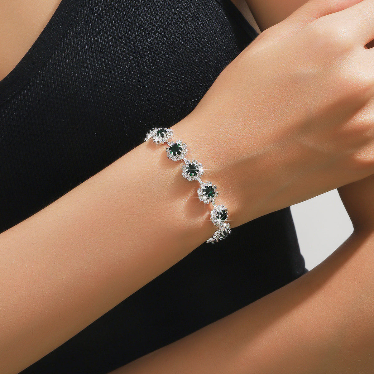 Diamond Necklace Earrings And Bracelet Three Piece Jewelry Set LadyShow.Store