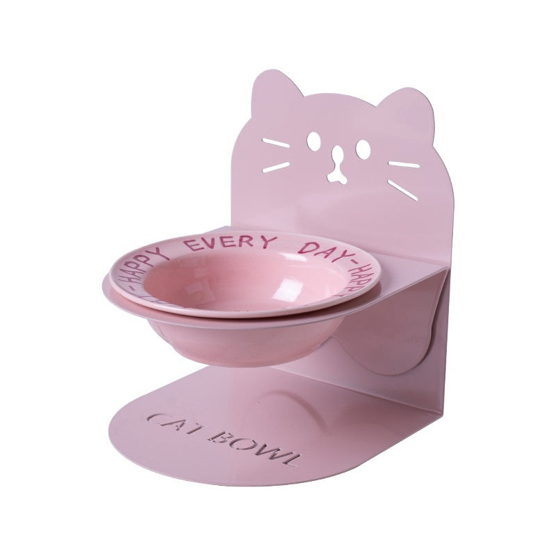 Ceramic Cat Food Cat Magnetic High-legged Cat Bowl Stand Cat Food Bowl Cervical Spine Protection Dog Bowl Pets Fashion