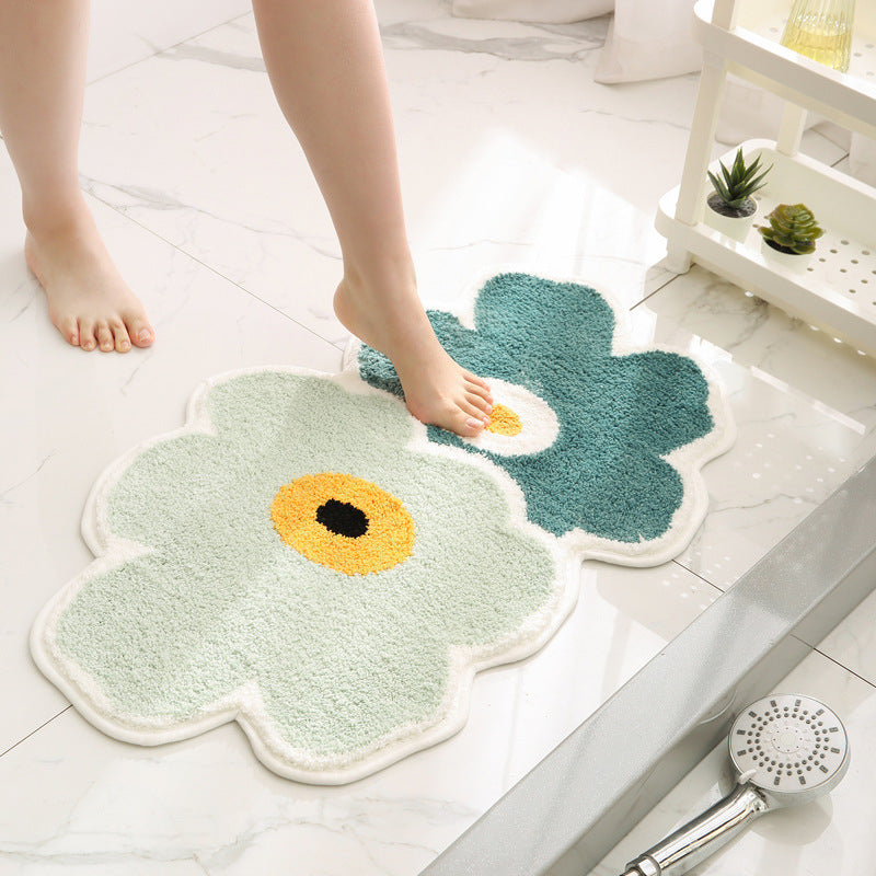 Bathroom Flocking Absorbent Floor Mat Anti Slip Pad Household Use