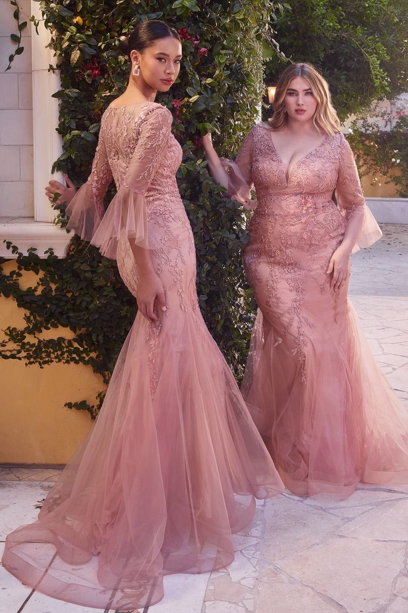 Fitted Lace Mermaid Gown With Trumpet Sleeve LuxuryLifeWay Online Store