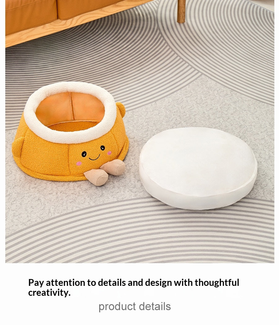 Orange-Themed Smile Face Cat Bed Pets Fashion
