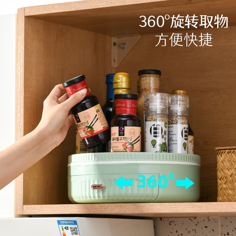 Kitchen multifunctional rotating storage rack rotating seasoning rack toilet cosmetics storage table rotating storage tray