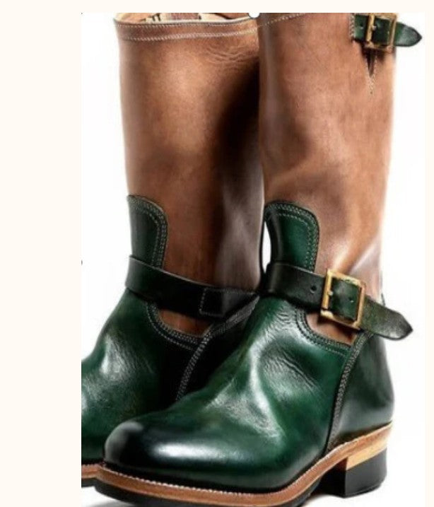 Low Heeled Autumn And Winter Round Toe Mid Tube Men's Boots LadyShow.Store