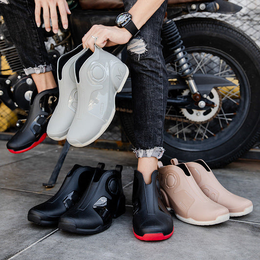 Motorcycle Rain Boots Men's Summer Youth Outdoor Non-slip Wading Shoes Fashion Low Top Flat Work Shoes Rubber Shoes LuxuryLifeWay Online Store