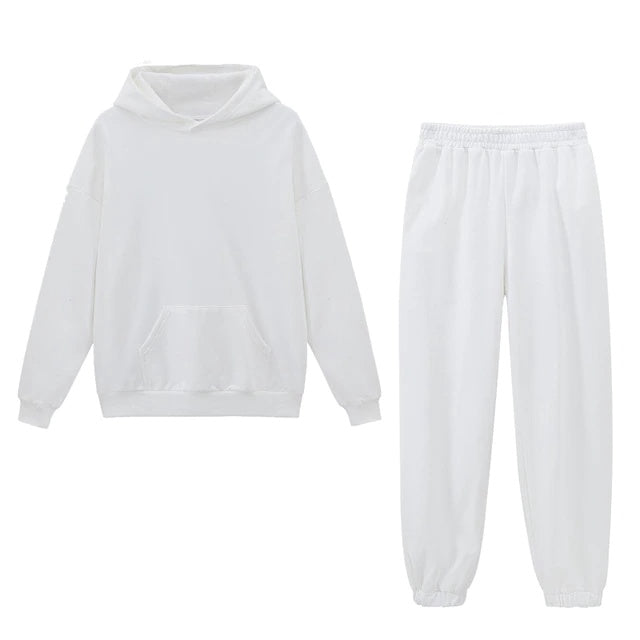 Women's Hoodie And Sweatpants White Sportswear Two-piece Suit