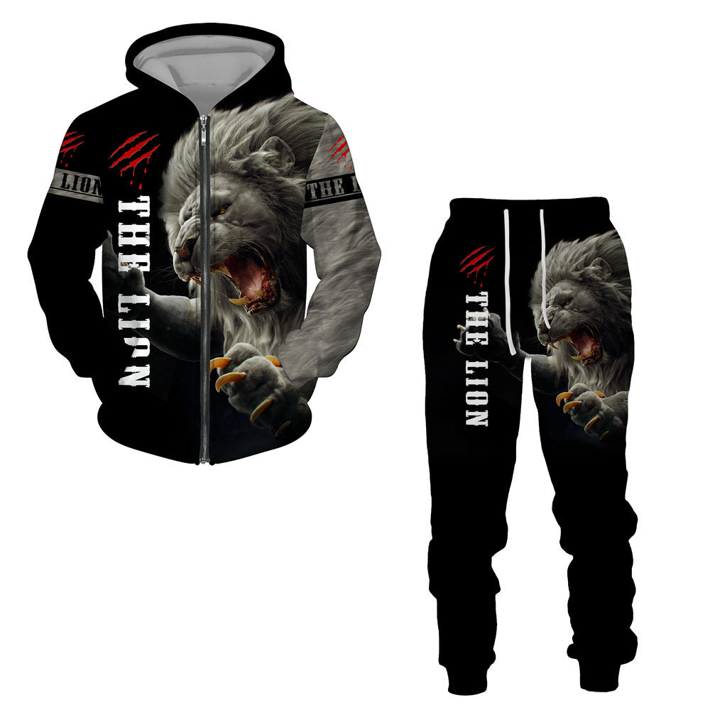 Men's Sports Print Fashion Zip Sweatshirt Set