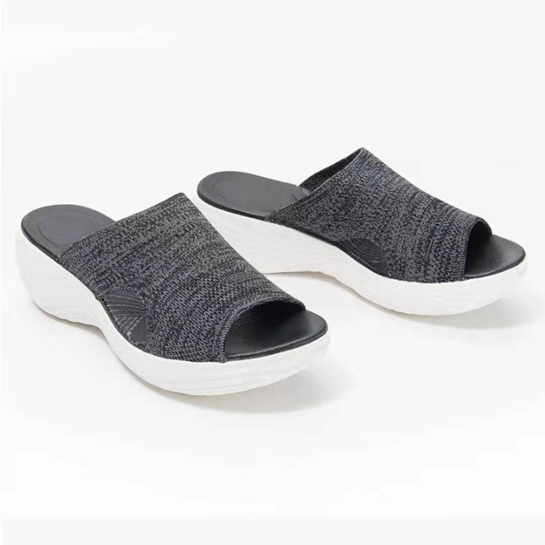 Women's Casual Fly Woven Upper Lightweight Platform Sandals And Slippers LadyShow.Store
