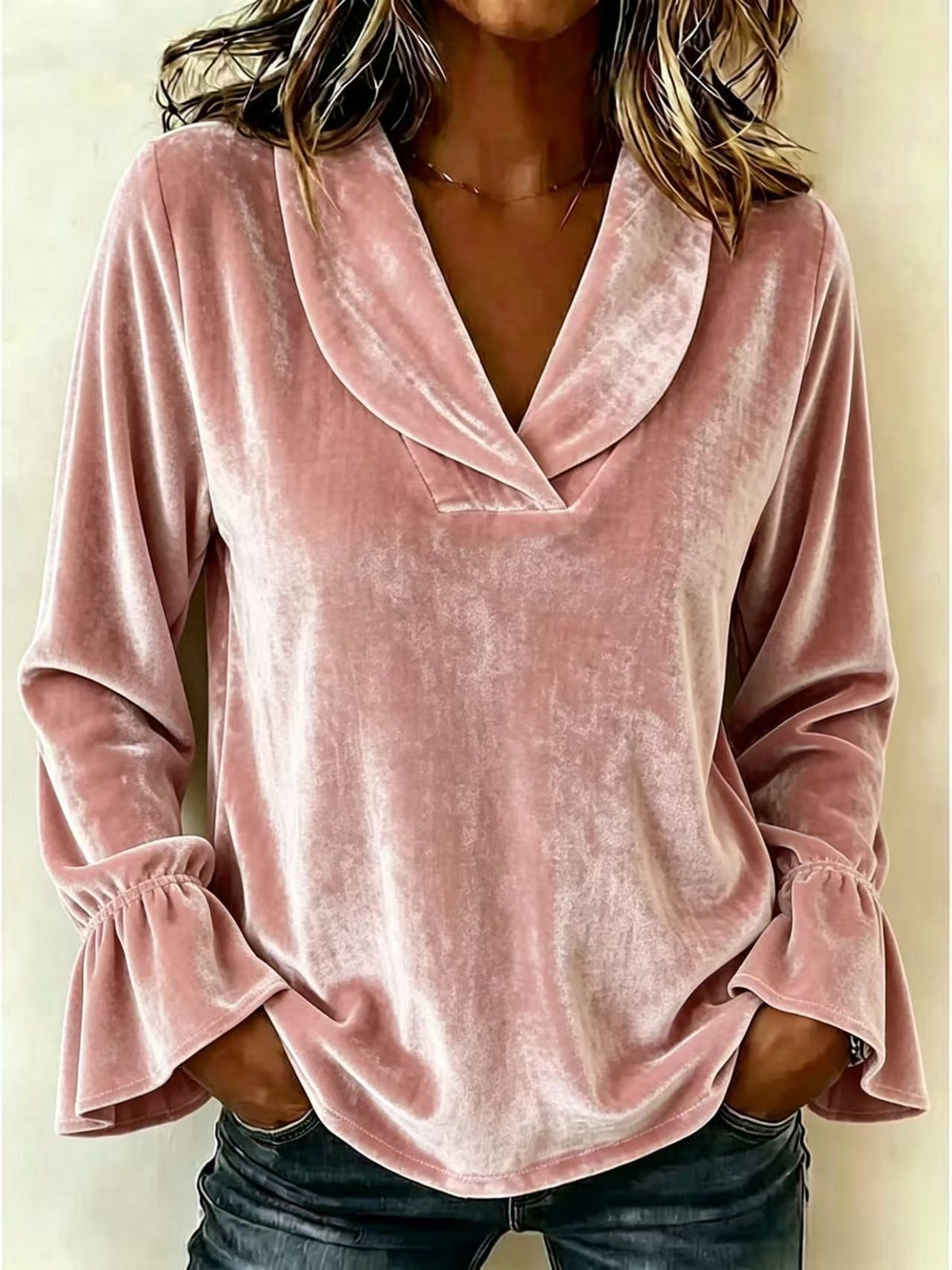 New Solid-color Doll-collar Long-sleeve NorixaFashion.com